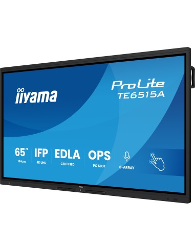 iiyama TE6515A-B1AG pantalla de señalización Panel plano interactivo 163,8 cm (64.5") Wifi 550 cd   m² 4K Ultra HD Negro