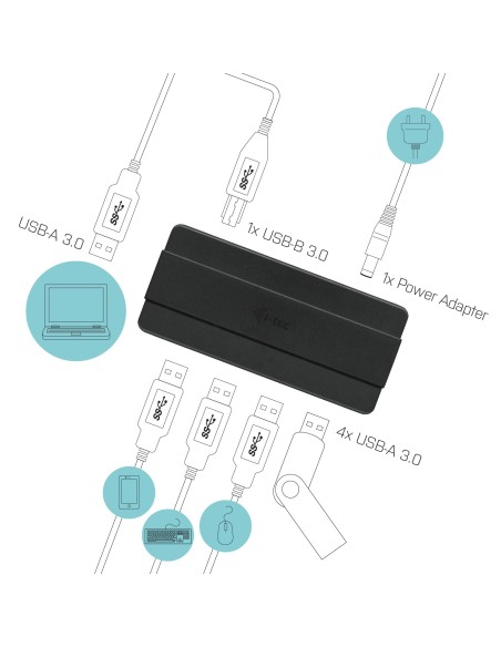 i-tec USB 3.0 Charging HUB 4 Port + Power Adapter