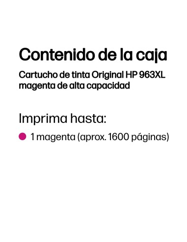 HP Cartucho de tinta Original 963XL magenta de alta capacidad
