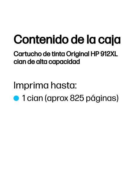 HP Cartucho de tinta Original 912XL cian de alta capacidad
