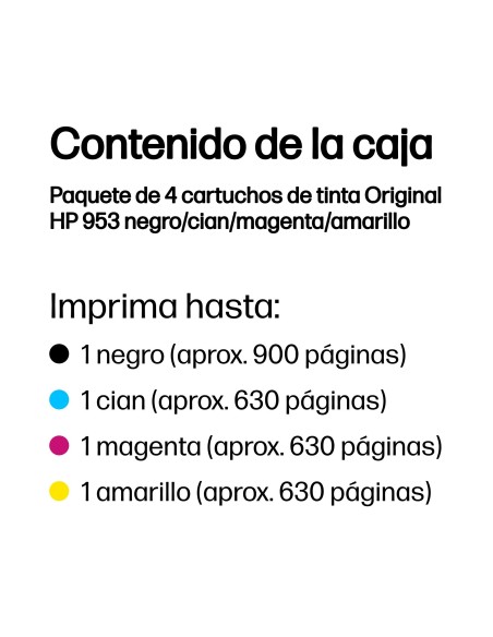 HP Paquete de 4 cartuchos de tinta Original 953 negro cian magenta amarillo