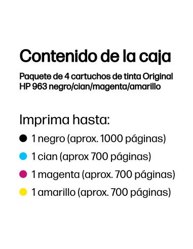 HP Paquete de 4 cartuchos de tinta Original 963 negro cian magenta amarillo