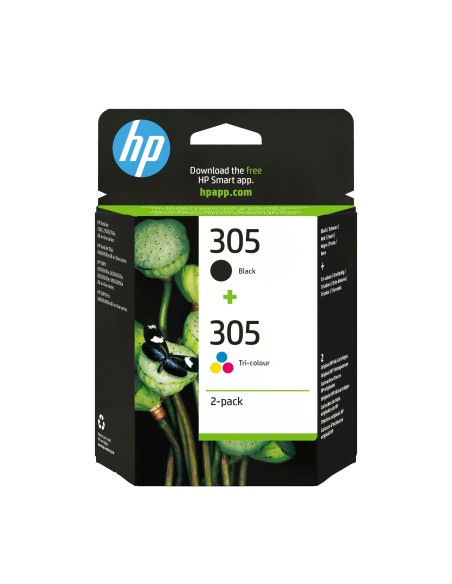 HP Paquete de 2 cartuchos de tinta original 305 tricolor   negro