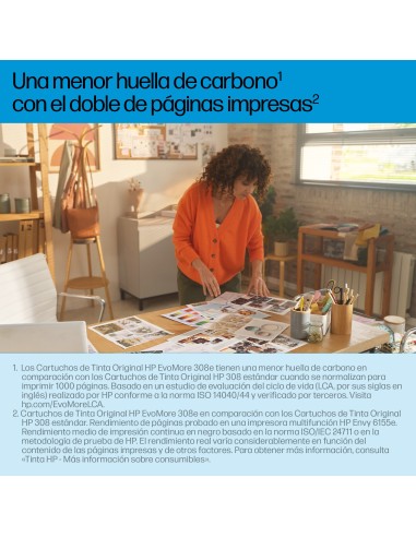 HP Cartucho de Tinta Original EvoMore 308e negra