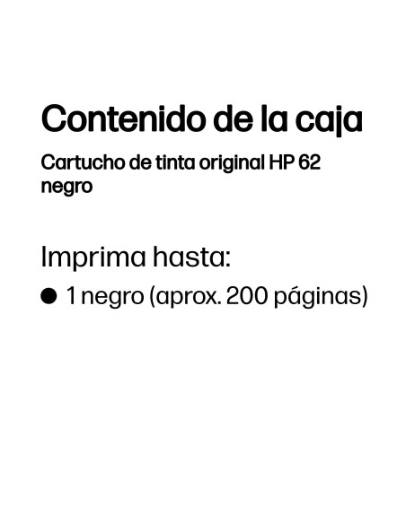 HP Cartucho de tinta original 62 negro