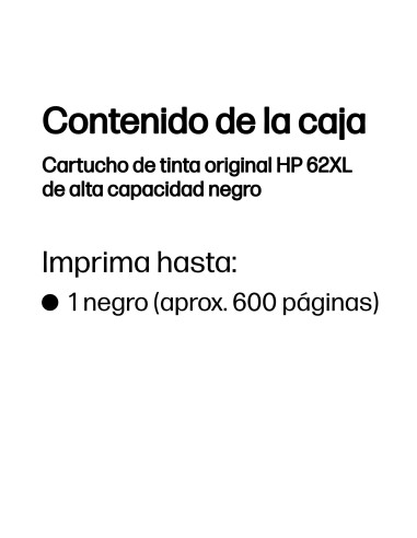 HP Cartucho de tinta original 62XL de alta capacidad negro