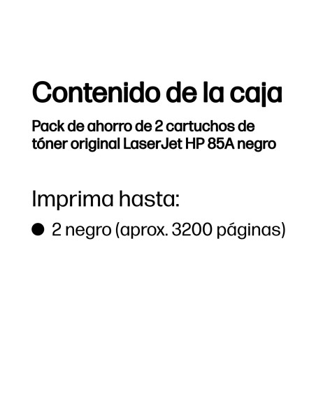 HP Pack de ahorro de 2 cartuchos de tóner original LaserJet 85A negro