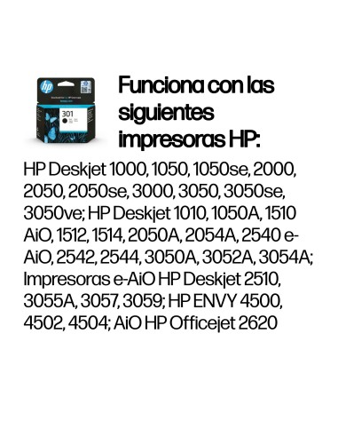 HP Cartucho de tinta original 301 negro