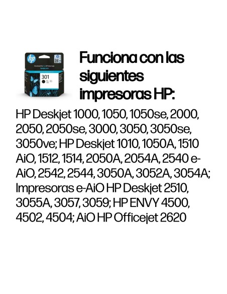 HP Cartucho de tinta original 301 negro