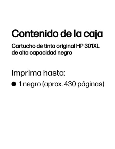 HP Cartucho de tinta original 301XL de alta capacidad negro
