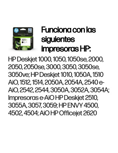 HP Cartucho de tinta original 301XL de alta capacidad negro