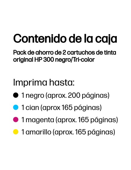 HP Pack de ahorro de 2 cartuchos de tinta original 300 negro Tri-color