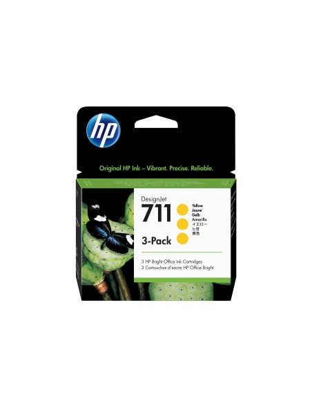 HP Pack de ahorro de 3 cartuchos de tinta DesignJet 711 amarillo de 29 ml