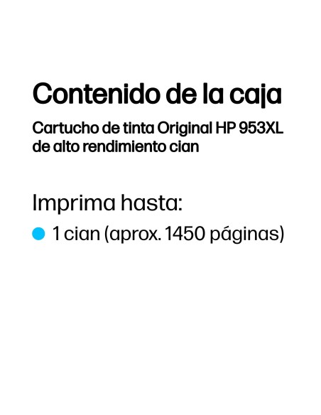 HP Cartucho de tinta Original 953XL de alto rendimiento cian