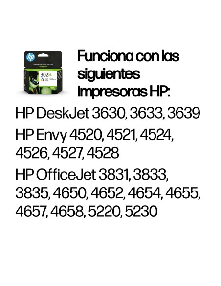 HP Cartucho de tinta original 302XL de alta capacidad tricolor