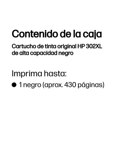 HP Cartucho de tinta original 302XL de alta capacidad negro
