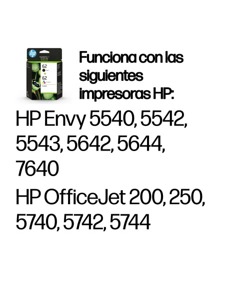 HP Pack de ahorro de 2 cartuchos de tinta original 62 negro tricolor