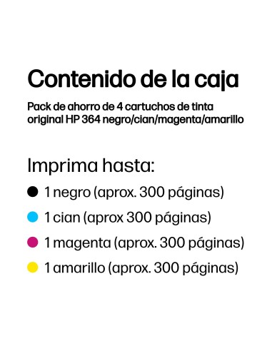 HP Pack de ahorro de 4 cartuchos de tinta original 364 negro cian magenta amarillo
