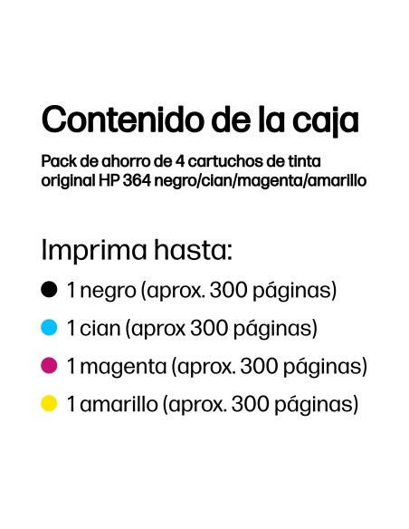 HP Pack de ahorro de 4 cartuchos de tinta original 364 negro cian magenta amarillo