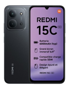 Xiaomi Redmi 15C 5G 17,5 cm (6.9") Ranura híbrida Dual SIM USB Tipo C 4 GB 256 GB 6000 mAh Negro