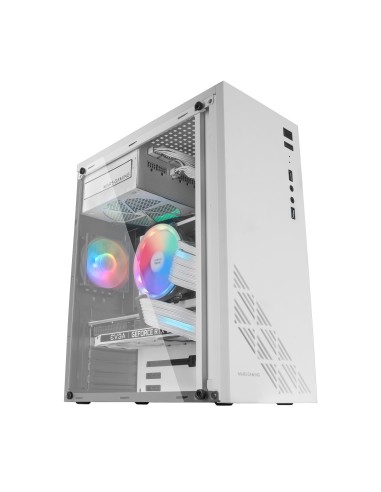 Mars Gaming MC100W - Caja Gaming ATX, ventilador 90mm FRGB, ventilación convect-cool, color blanco
