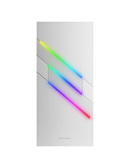 Mars Gaming MC-U3, Caja PC Gaming ATX XL, Frontal Triple ARGB, Ventilador 12cm ARGB, Ventana Cristal Templado, Blanco