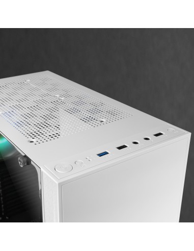 Mars Gaming MC-U3, Caja PC Gaming ATX XL, Frontal Triple ARGB, Ventilador 12cm ARGB, Ventana Cristal Templado, Blanco