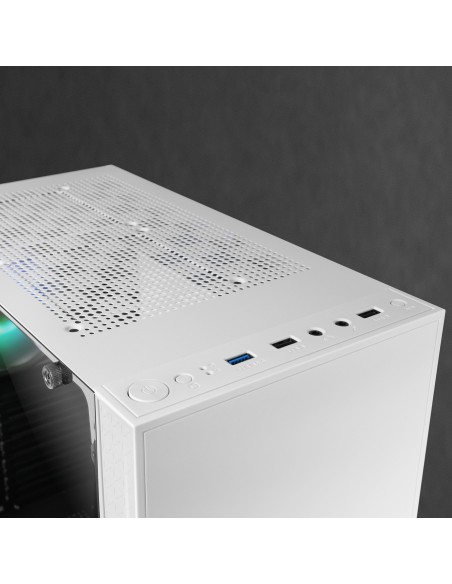 Mars Gaming MC-U3, Caja PC Gaming ATX XL, Frontal Triple ARGB, Ventilador 12cm ARGB, Ventana Cristal Templado, Blanco