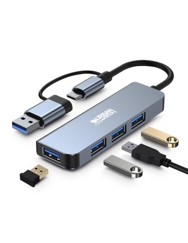 Urban Factory MHC35UF base para portátil y replicador de puertos Alámbrico USB 3.2 Gen 1 (3.1 Gen 1) Type-A Gris