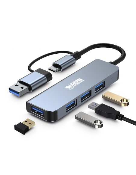 Urban Factory MHC35UF base para portátil y replicador de puertos Alámbrico USB 3.2 Gen 1 (3.1 Gen 1) Type-A Gris