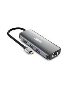 Urban Factory MHC55UF base para portátil y replicador de puertos Alámbrico USB 3.2 Gen 1 (3.1 Gen 1) Type-C Gris