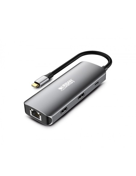 Urban Factory MHC55UF base para portátil y replicador de puertos Alámbrico USB 3.2 Gen 1 (3.1 Gen 1) Type-C Gris