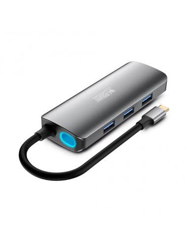 Urban Factory MHC55UF base para portátil y replicador de puertos Alámbrico USB 3.2 Gen 1 (3.1 Gen 1) Type-C Gris