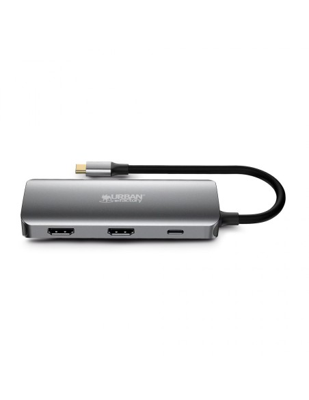 Urban Factory MHC55UF base para portátil y replicador de puertos Alámbrico USB 3.2 Gen 1 (3.1 Gen 1) Type-C Gris