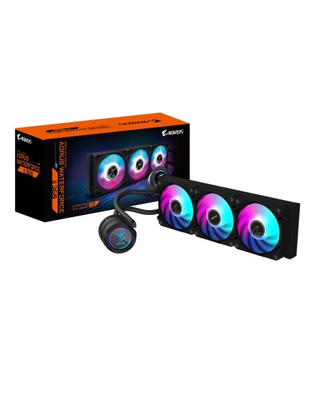 GIGABYTE AORUS WATERFORCE II 360 AIO Refrigerador de CPU líquido - 3x ventiladores ARGB de 120 mm, mecanismo de conexión