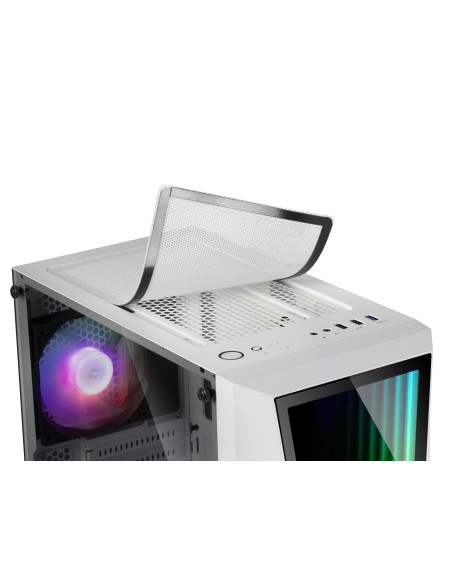 Mars Gaming MC777W, Caja PC Gaming, Infinity Mirror ARGB, Cristal Templado, 2xVentilador Chroma ARGB, Blanco