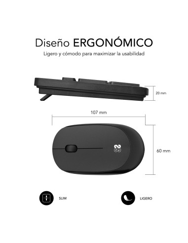 SUBBLIM Teclado Ergonómico y ratón Combo Business Slim Silencioso Inalámbrico 2.4G