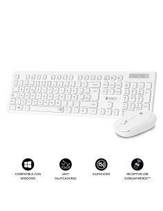 SUBBLIM Teclado Ergonómico y ratón Combo Business Slim Silencioso Inalámbrico 2.4G Blanco 2