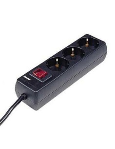 Hama | Regleta 3 tomas con interruptor iluminado, cable 1.4m, color negro.