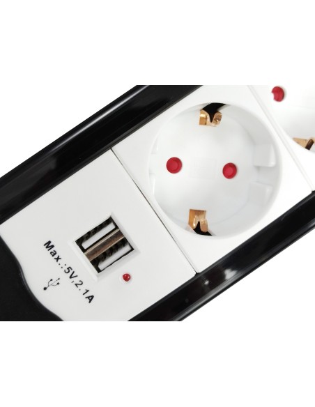 Equip 245553 base múltiple 1,5 m 4 salidas AC Interior Negro, Blanco