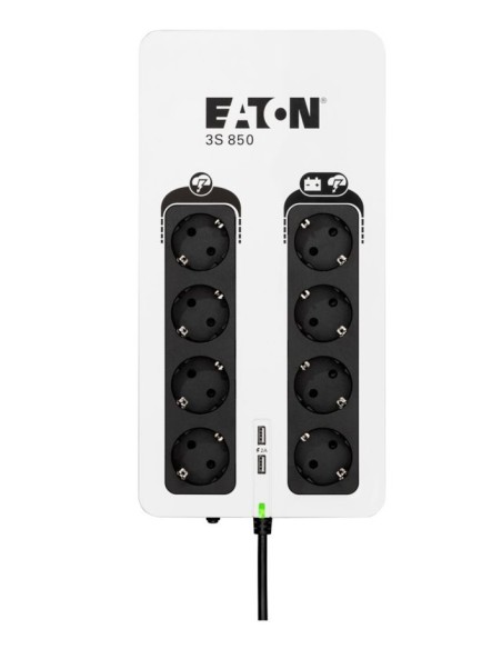 Eaton 3S850D sistema de alimentación ininterrumpida (UPS) En espera (Fuera de línea) o Standby (Offline) 0,85 kVA 510 W 8