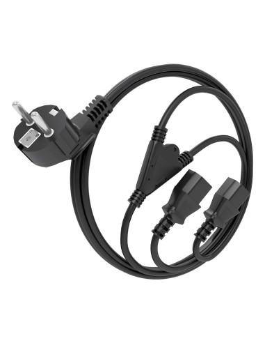 AISENS Cable Alimentacion CPU, CEE7 M-2xC13 H, Negro, 1.8M