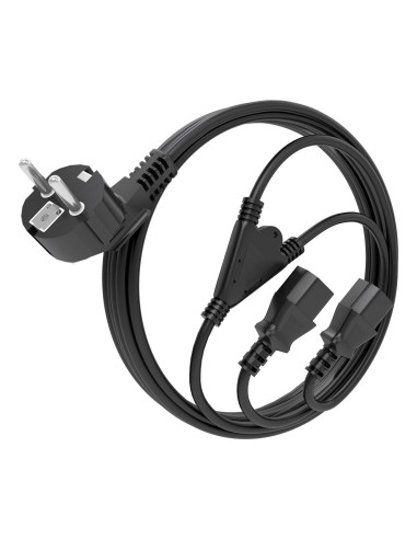AISENS Cable Alimentacion CPU, CEE7 M-2xC13 H, Negro, 3.0m