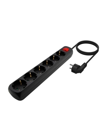 AISENS Base Multiple 6 Tomas Con Interruptor Con Cable 3x1.5mm2, Negro, 1.4m