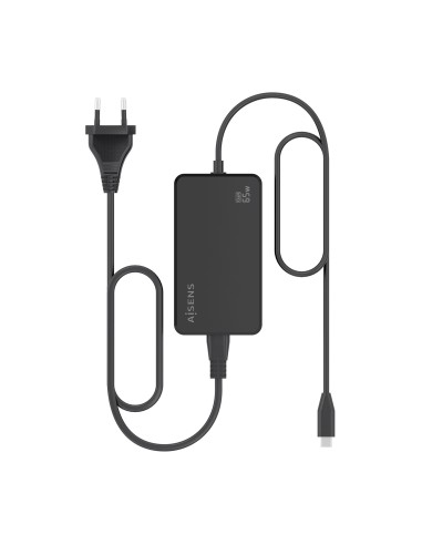 AISENS Cargador De Sobremesa GaN 65W PD3.0 1xUSB-C 1.8m, Negro