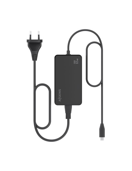 AISENS Cargador De Sobremesa GaN 65W PD3.0 1xUSB-C 1.8m, Negro