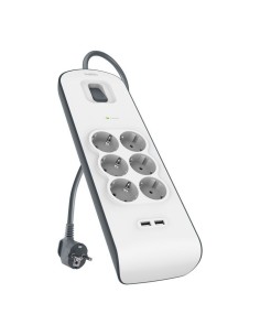 Belkin BSV604VF2M-V2 limitador de tensión Gris, Blanco 6 salidas AC