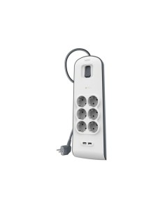 Belkin BSV604VF2M-V2 limitador de tensión Gris, Blanco 6 salidas AC 2