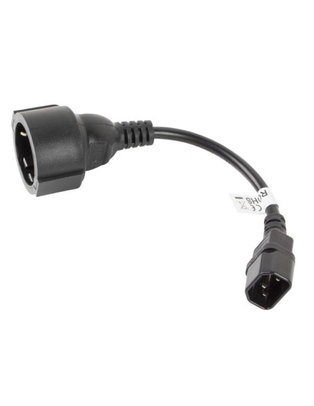 Lanberg CA-C14E-10CC-0018-BK cable de transmisión Negro 0,18 m C14 acoplador