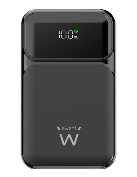 Ewent Power Bank de 65W y 20,000 mAh – Batería Externa de Carga Rápida con Entrada y Salida USB-C